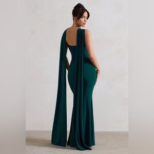Twist-Neck Cape Maxi Dress